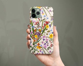 Google Pixel Handyhülle mit Blumenmuster für Google Pixel 10 Pro, 9, 8 Pro, 7, 6 XL, Design mit gepressten Blumen und Regenbogenfarben