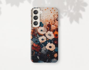 Dark Flower Phone Case Samsung Galaxy Phone Case for S25 S24 FE S23 Plus Ultra S22 S21 S20 Floral Aesthetic Wildflower Tough Case Gift
