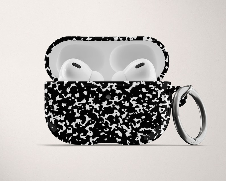 Composition Étui pour ordinateur portable AirPods Pro Motif noir et blanc Apple Air Pods Étui en plastique dur avec porte-clés Étui AirPod AirPod 1 2 image 2