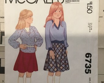 1979 McCall's 6735 Size 8 Child's Tops and Skirt Sewing Pattern