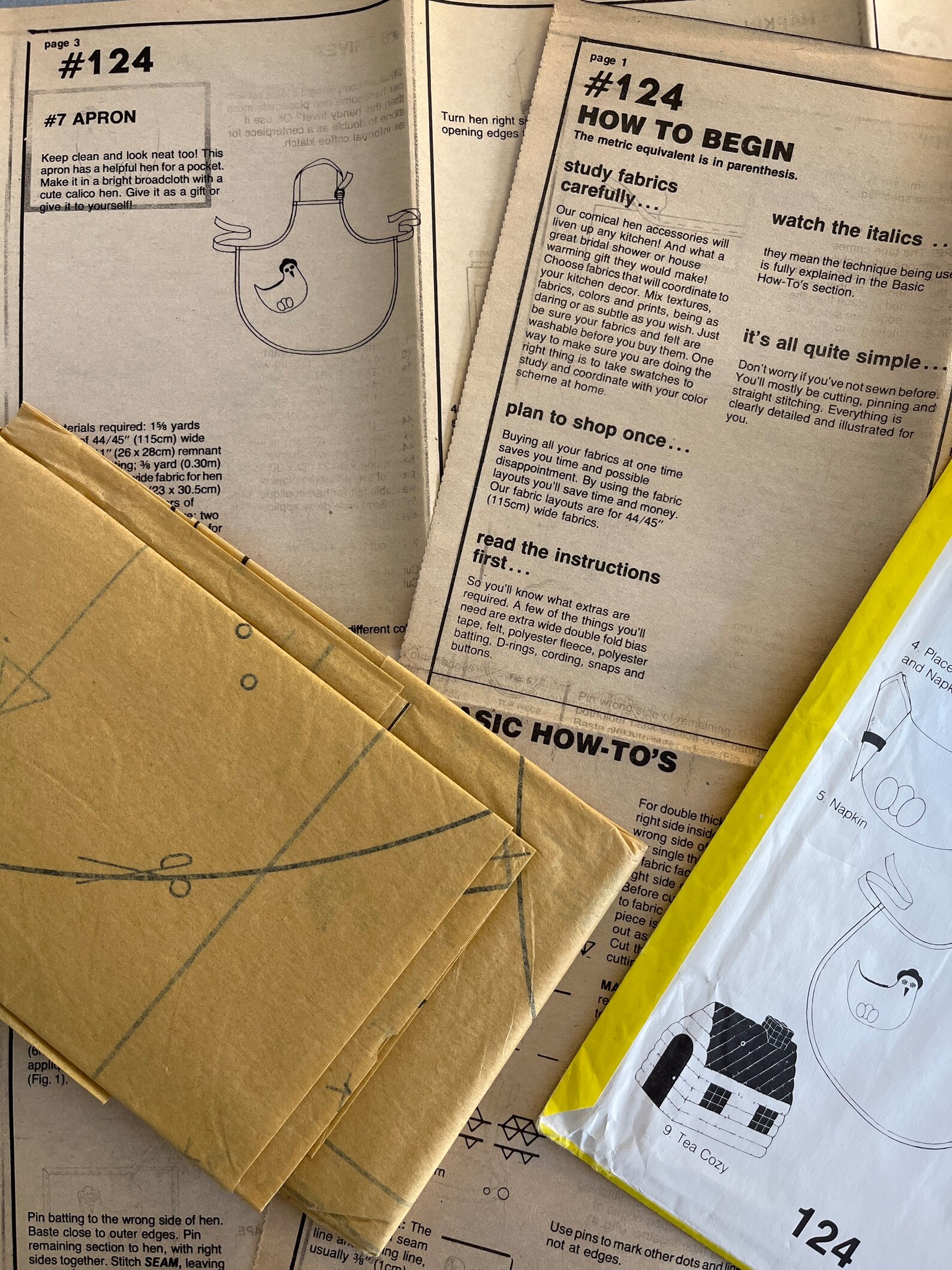 1981 Simplicity 124 Kitchen Set Sewing Pattern: Apron, Cozy, Mitts - Etsy