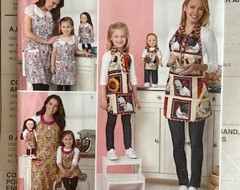 Simplicity 1241 Apron Sewing Pattern: Misses, Girls, 18" Doll