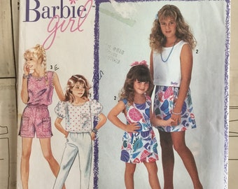 1981 Simplicity 7122 Sewing Pattern: Girls' Barbie Tops, Pants, Skirt, Shorts (Sizes 7-14)