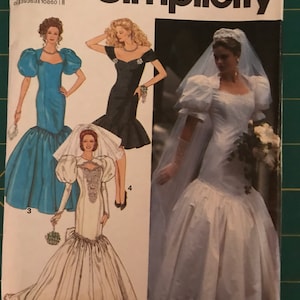 OOP Simplicity 7058 Sizes 4-10 Wedding Gown Sewing Pattern