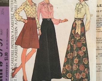 1973 McCall''s 3797 Size 10 Misses' Skirt and Blouses Sewing Pattern