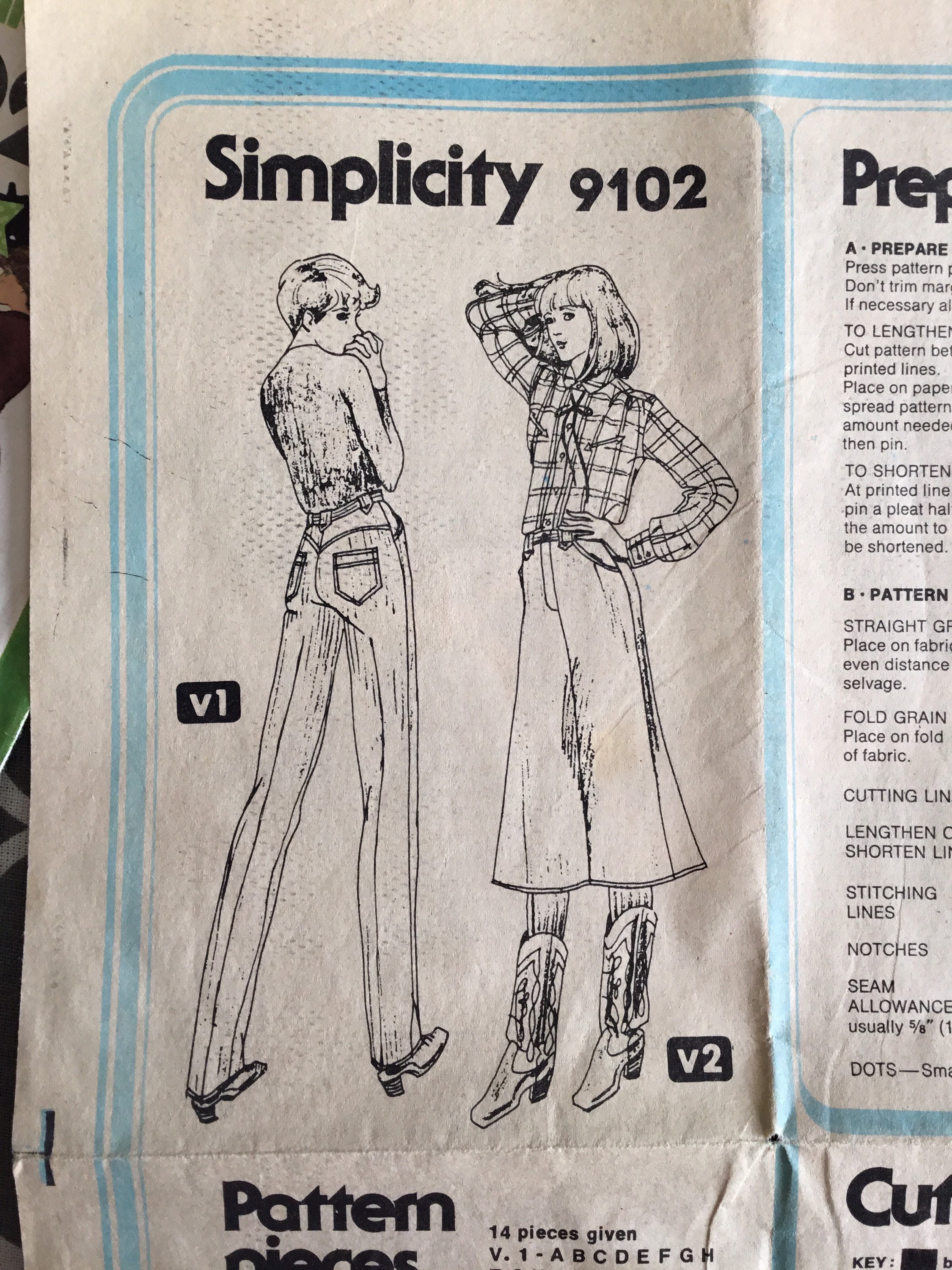 Simplicity 7102 Pattern 1979 Simplicity 9102 Size 10 Misses' Skirt, Pants, Jeans Sewing Pattern ...