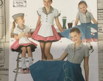 Girl's Poodle Skirt Sewing Pattern: Simplicity 3836, Sizes 3-6