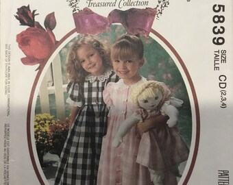1992 McCall's 5839 Children's & Doll Dress Sewing Pattern (Sizes 2-4)