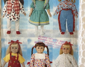 1997 Butterick 5295 18 inch Doll Dresses, Shirt, Vest, Leggings, Overalls, Pajamas, Shoes, Slippers, Socks, Tights Sewing Pattern