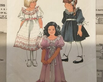1984 Simplicity 6713 Sizes 3-5 Girls' Easy to Sew Dress Pattern