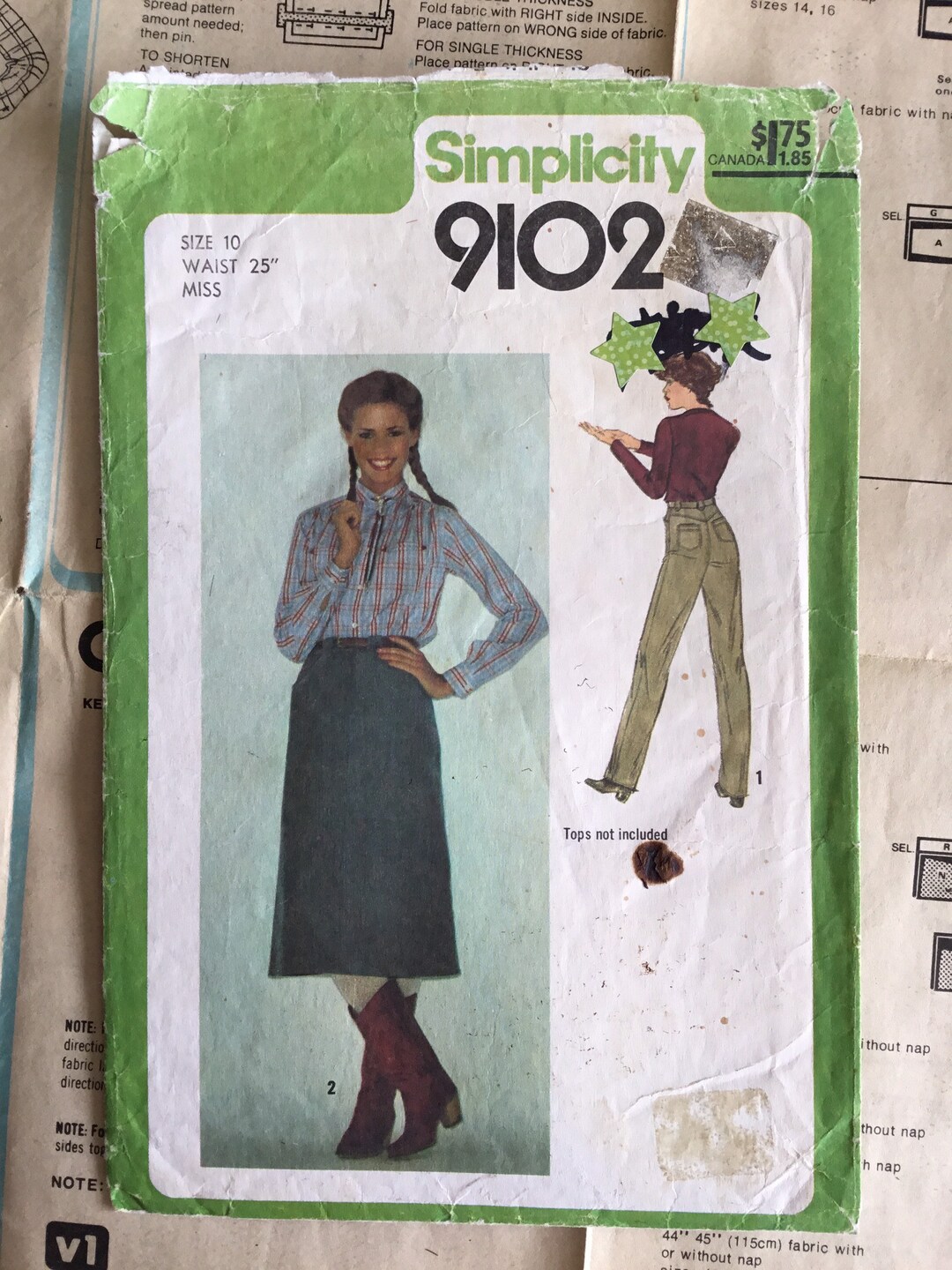 Simplicity 7102 Pattern 1979 Simplicity 9102 Size 10 Misses' Skirt, Pants, Jeans Sewing Pattern ...