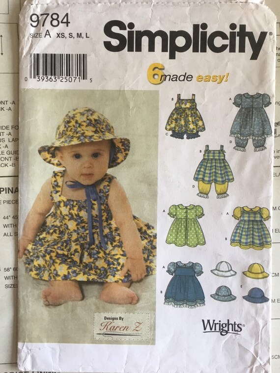 Simplicity 9784 Baby Dress, Pinafore, Hat Sewing Pattern (XS  display picture 1