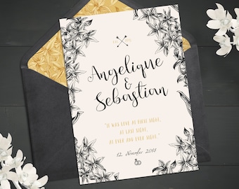 Vintage wedding invitation | Rustic print cards | Botanical design