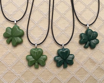 Green shamrock pendant necklace