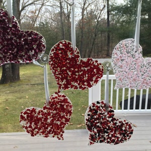 Jeweled Glass heart ornament, heart sun catcher