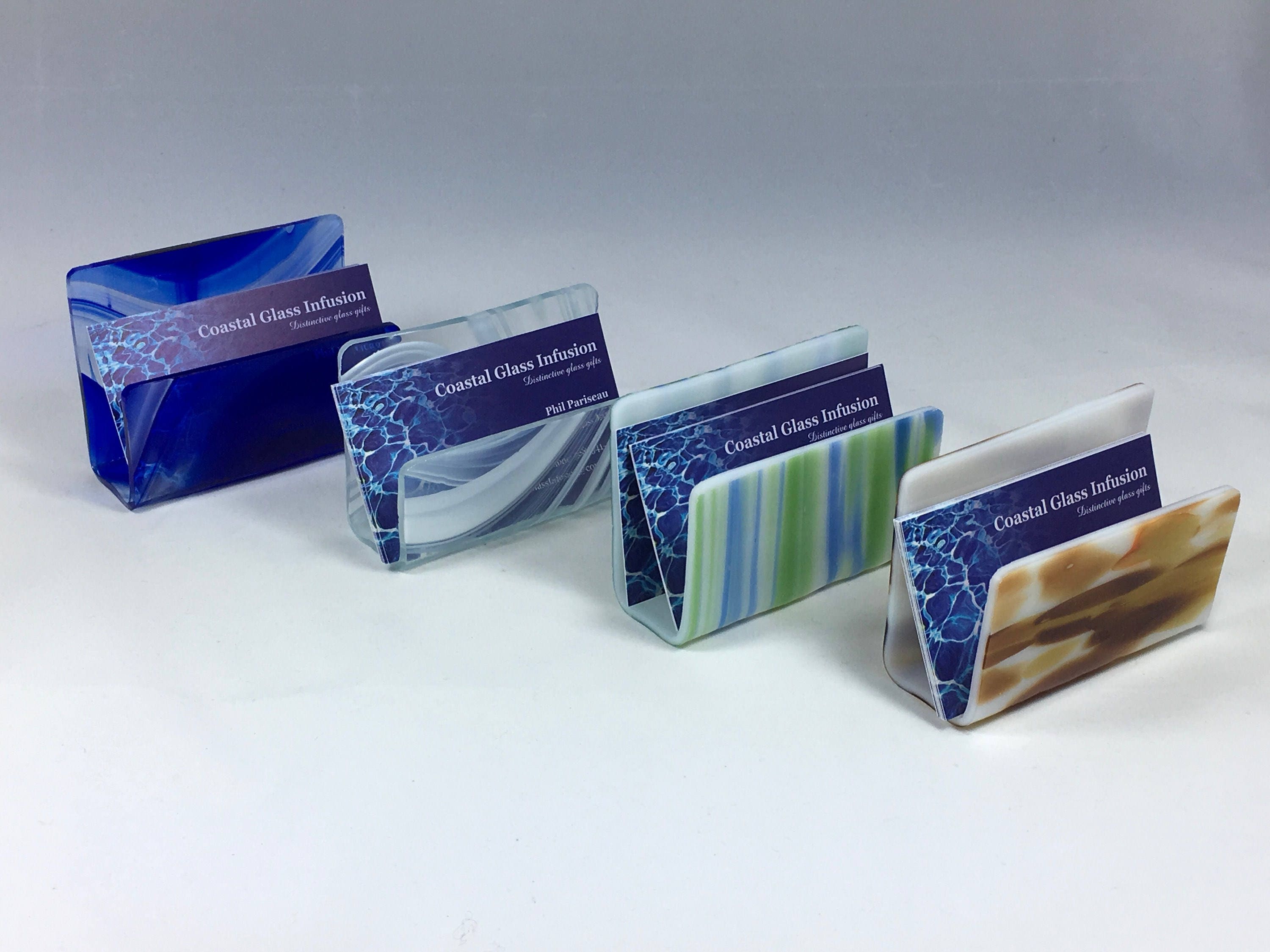 Fused Glass Business card holder Etsy