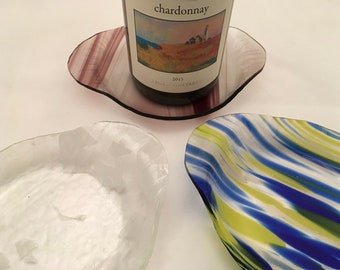 Fused glass Wine bottle coaster / tray