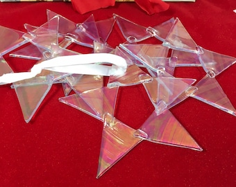 Glass Iridescent Star Christmas Ornament for Tree Decoration Window Hanging Suncatcher Gift