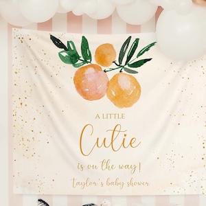 Orange Cutie Baby Shower Backdrop, Personalized Clementine sign, Printed Backdrop, Baby Shower Decor, Photo prop CC65