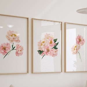 Pink Floral Garden Watercolor Prints, Blush Floral Nursery Wall Art ...