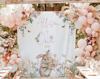 Some Bunny is One Backdrop, Bunny first birthday, Personalized Bunny sign, Easter, Printed Backdrop, Birthday Decor, Photo prop, Bunny200