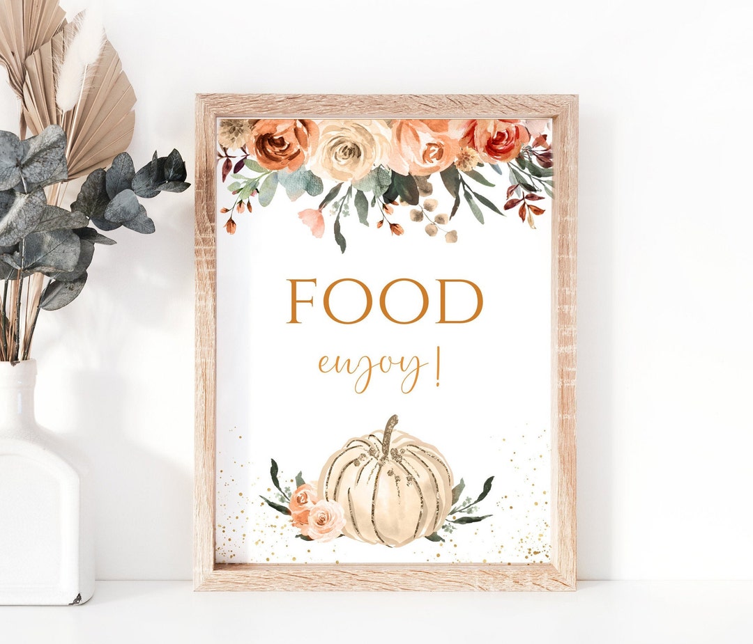 Pumpkin Food Table Sign, Printable Baby Shower Sign, Gender Neutral ...