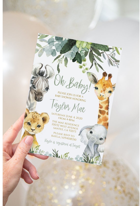 Safari Baby Shower Invitations - Set of 4 and Up