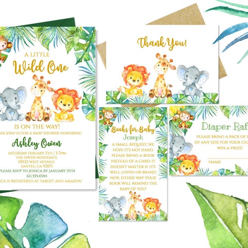 Editable WILD Animal Baby Shower Invitation Safari Baby Etsy