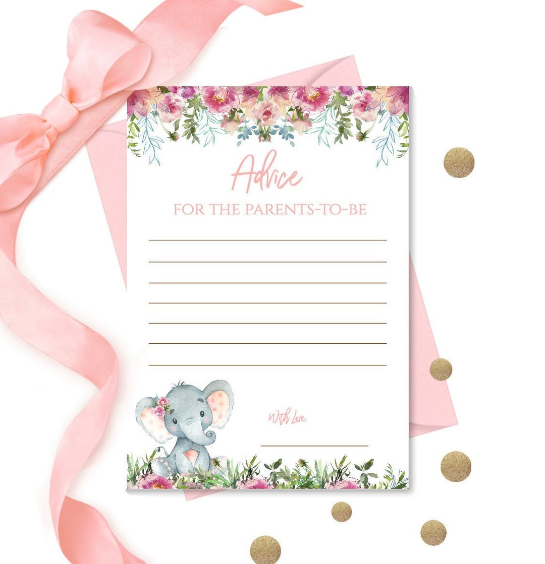 Elephant Advice for Parents Card , Advice for Parents to Be | Printable ...