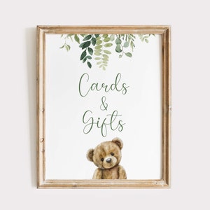 Kaarten en geschenken Bear tafelbord, PRINTBAAR, Bear Baby Shower feestdecor, BB77