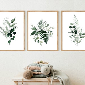 Botanical Print Set, Greenery Art, Bedroom Wall Decor, Plant Poster, Home Decor Gift, Foliage Watercolor, Leaf Print, Living Room Wall Art