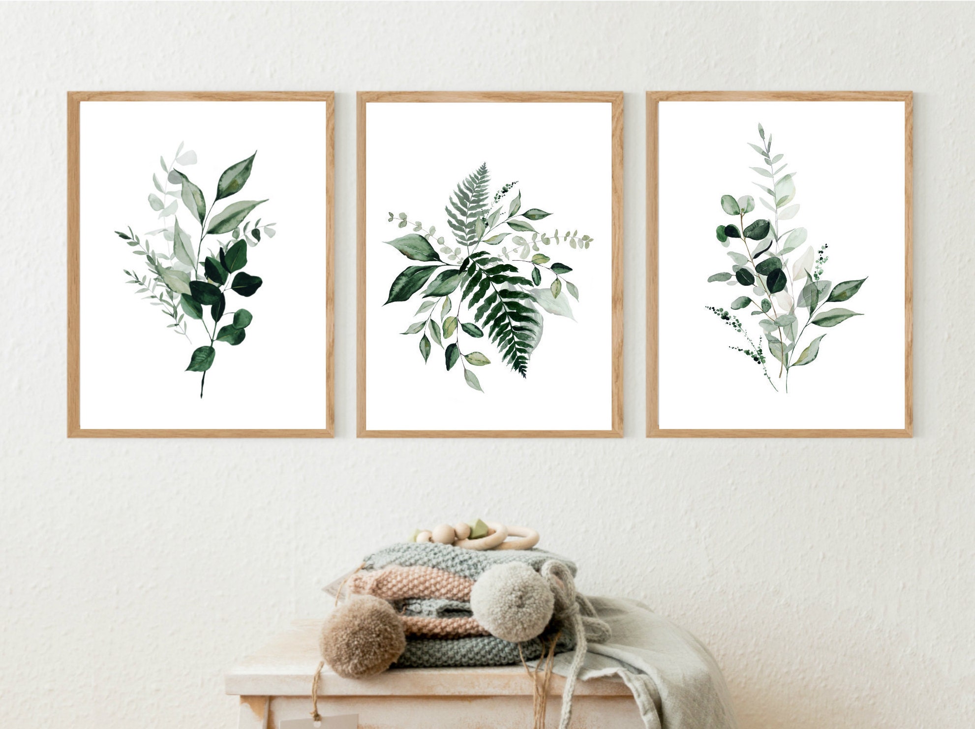 Botanical Print Set, Greenery Art, Bedroom Wall Decor, Plant Poster ...