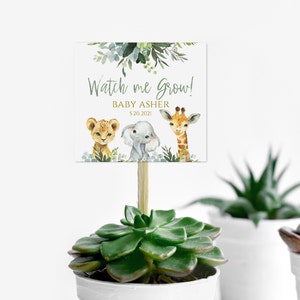 Watch Me Grow Tags, Editable PDF, Favor Tags, Safari Baby Shower Favor Tags, Printable Tags,Jungle Animal,Plant Tags,Instant Download,SA2020