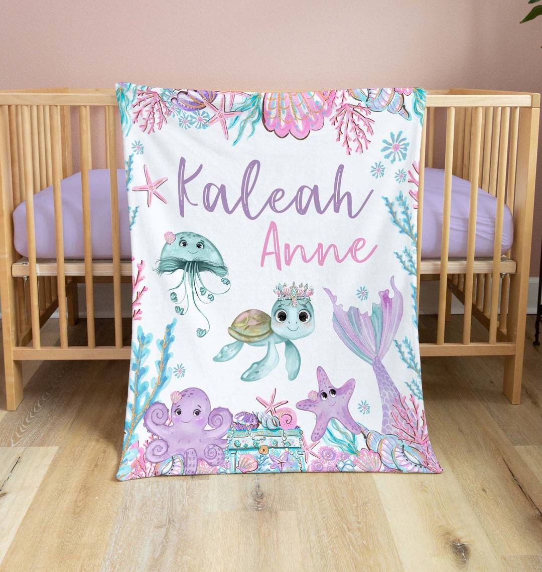 Mermaid Baby Blanket/ Under the Sea Baby Bedding Girl/personalized Baby ...