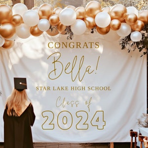Graduation Backdrop Class of 2024, Custom Personalized Backdrop, ANY SCHOOL COLOR, Printed Backdrop, Grad Party Decor, Photo prop, grad200