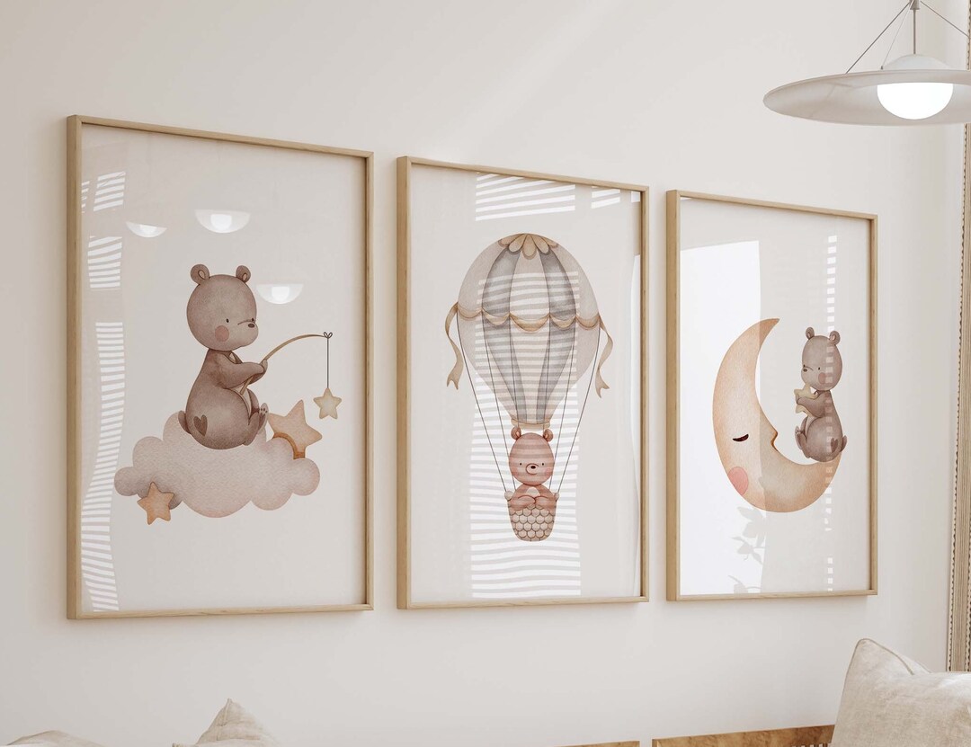 Bear Nursery Prints, Neutral Boy Nursery Wall Art, Cute Baby Boy Room ...