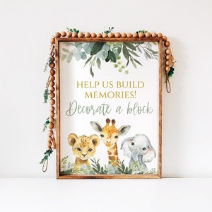 Safari Jungle Dekoschild Junge, Block Station, Salbei, Babyparty, Babyparty, Babyparty, SA2020, SA2020, SA2020, SA2020, SA2020
