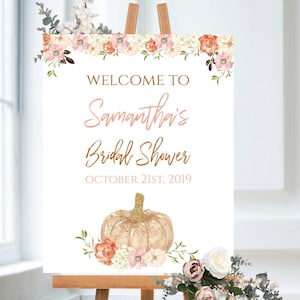 Kürbis Baby Shower Willkommensschild, Herbst Herbst Geburtstag Willkommensschild, Willkommensschild zum Ausdrucken, große Dusche Willkommensschild, Po001