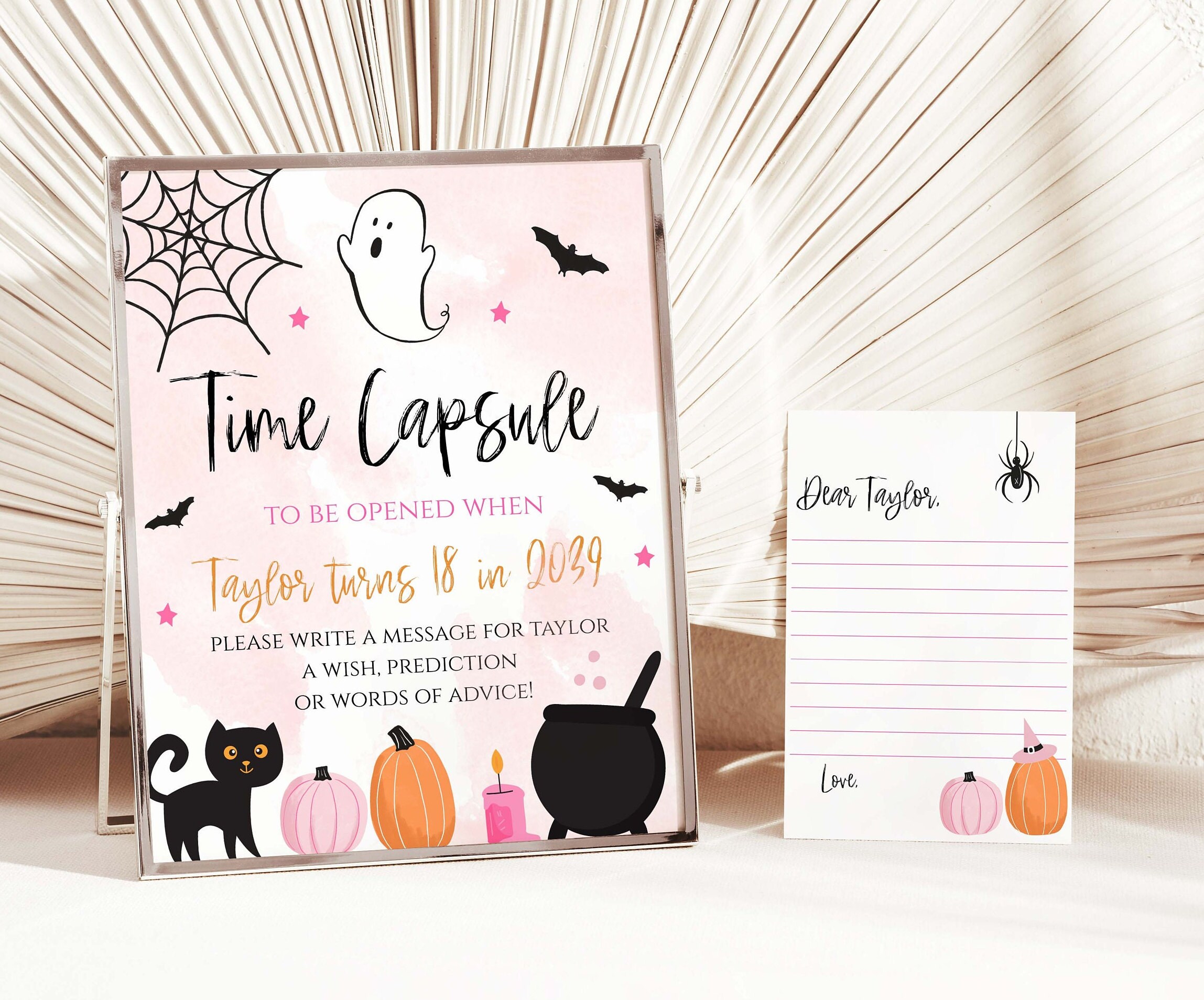 EDITABLE Ghost Halloween Time Capsule and Matching Note Cards - Etsy