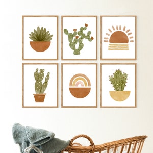 Boho Nursery Decor, Cactus Nursery Prints, Nursery Decor, Set of 6 Nursery Prints, Boho Nursery Prints, Cactus Wall Art, Cactus Art Print