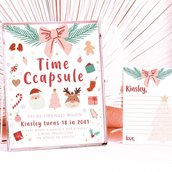 EDITABLE Christmas Time Capsule and Matching Note Cards, Oh what fun Printable 1st Birthday Party Game, 1001