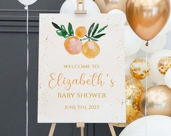 Orange Cutie Baby Shower Welcome Sign, Clementine welcome sign, Printed Foam Board, Baby Shower Decor, CC65