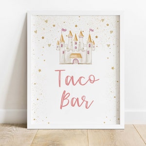 Princess Party Taco Bar Sign, Food Party Sign, Birthday Party Decor Ideas, Princess Baby Shower, INSTANT DOWNLOAD, 902