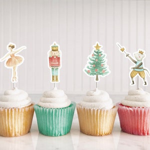 Nutcracker Cupcake Toppers, Sugar Plum Fairy Girl Birthday Decorations, Christmas Holiday Party, 12ct | NC001