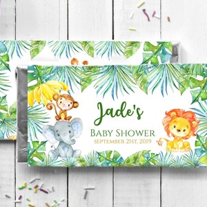 Safari Baby Shower chocolate wrapper. Wild one baby shower favors, Jungle chocolate wrapper . Boy Animal Shower, Pm026
