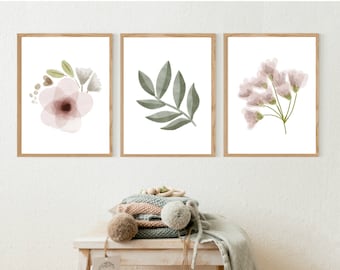 Blush Floral Nursery Prints, Floral Nursery Decor,Watercolor Floral Nursery,Girl Nursery Decor, Watercolor Flower Print, Nursery Prints, 254