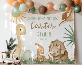Dinosaur Birthday Backdrop Boy, Personalized Printed Dino sign, Printed Backdrop, Birthday Decorations, Photo prop, Dino700