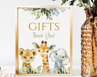 Gifts Sign Table Decor, Wild One Sign Gift Table,PRINTABLE,Safari table sign, elephant party decor, safari gift sign, lion,SA2020