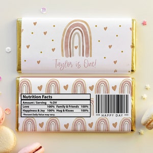 Editable Boho Rainbow Chocolate Bar Wrapper- First Birthday| Editable Modern Rainbow|Printable Rainbow Birthday|Girls Birthday Party |R001