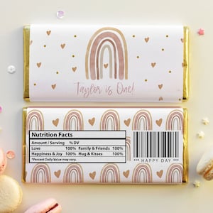 Bearbeitbare Boho Regenbogen Schokoladentafel Wrapper- Erster Geburtstag| Bearbeitbarer moderner Regenbogen | Druckbarer Regenbogen Geburtstag | Mädchen-Geburtstagsfeier | R001